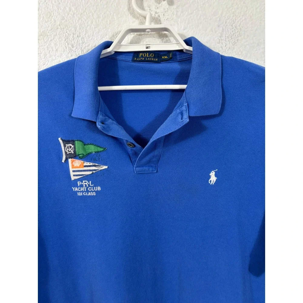 Polo‎ Ralph Lauren Polo Shirt Mens XXL Blue Yacht Club 1st Class Pique